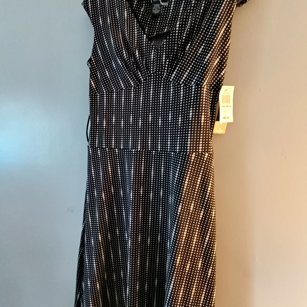 A.P.N.Y. Black and White Patterned Midi Dress